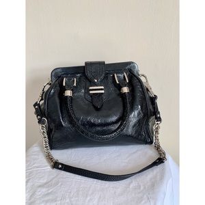 Cole Haan Lily Patent Leather H06 Hinged Bag Black